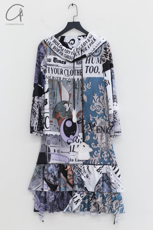 VeniceW 24 spring and summer off-shoulder dress 2D-YINHUA printing